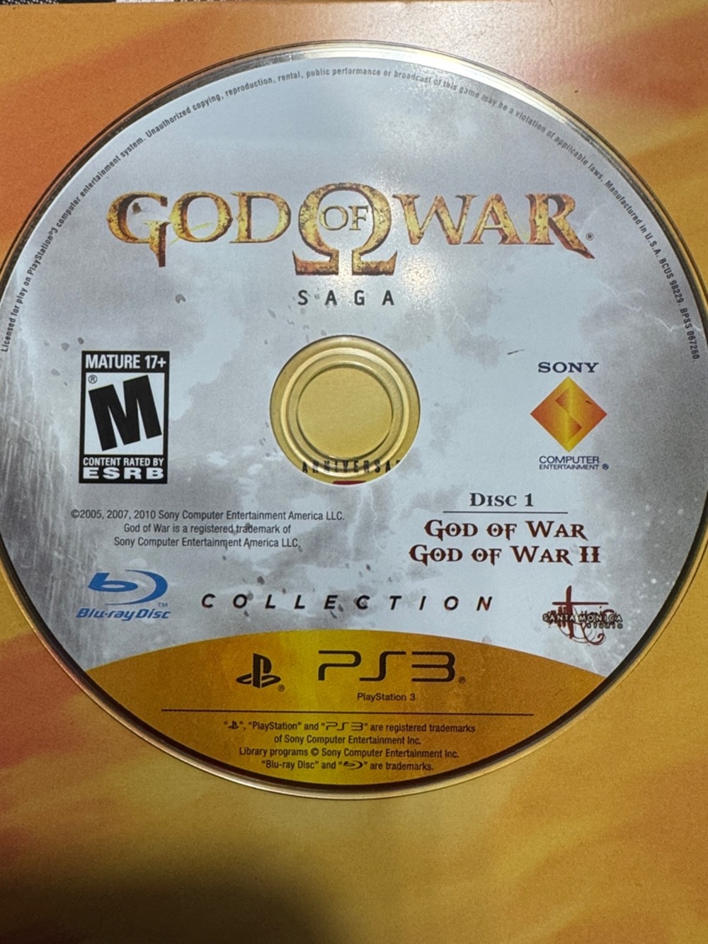 Sony PS3 God of War II Saga Disc – White and Gold Artwork
